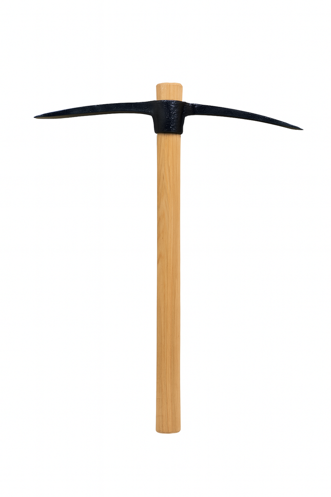 Heavy-Duty Pickaxe with Wood Handle – Dual-Point Mining & Landscaping Tool