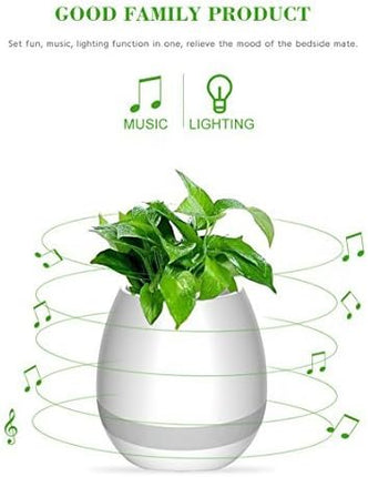 Smart Music Flower Pot Bluetooth Speaker – Touch-Sensitive Plant Pot with LED Light & Piano Mode