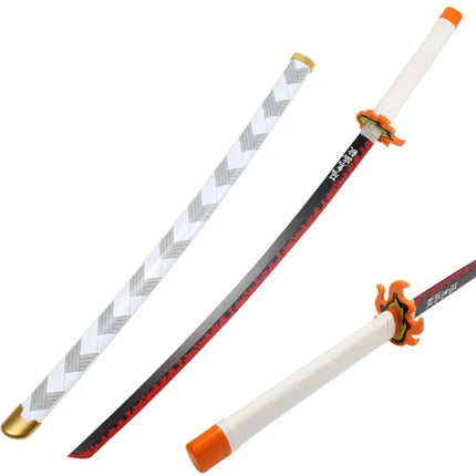 Rengoku-Inspired Flame Katana Sword – Anime Replica with White & Red Handle