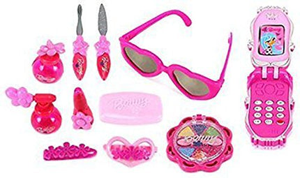Bonny Girl Pretend Play Accessories Set – Sunglasses, Phone, Purse, Makeup & More – Toy Kit for Girls Ages 3+