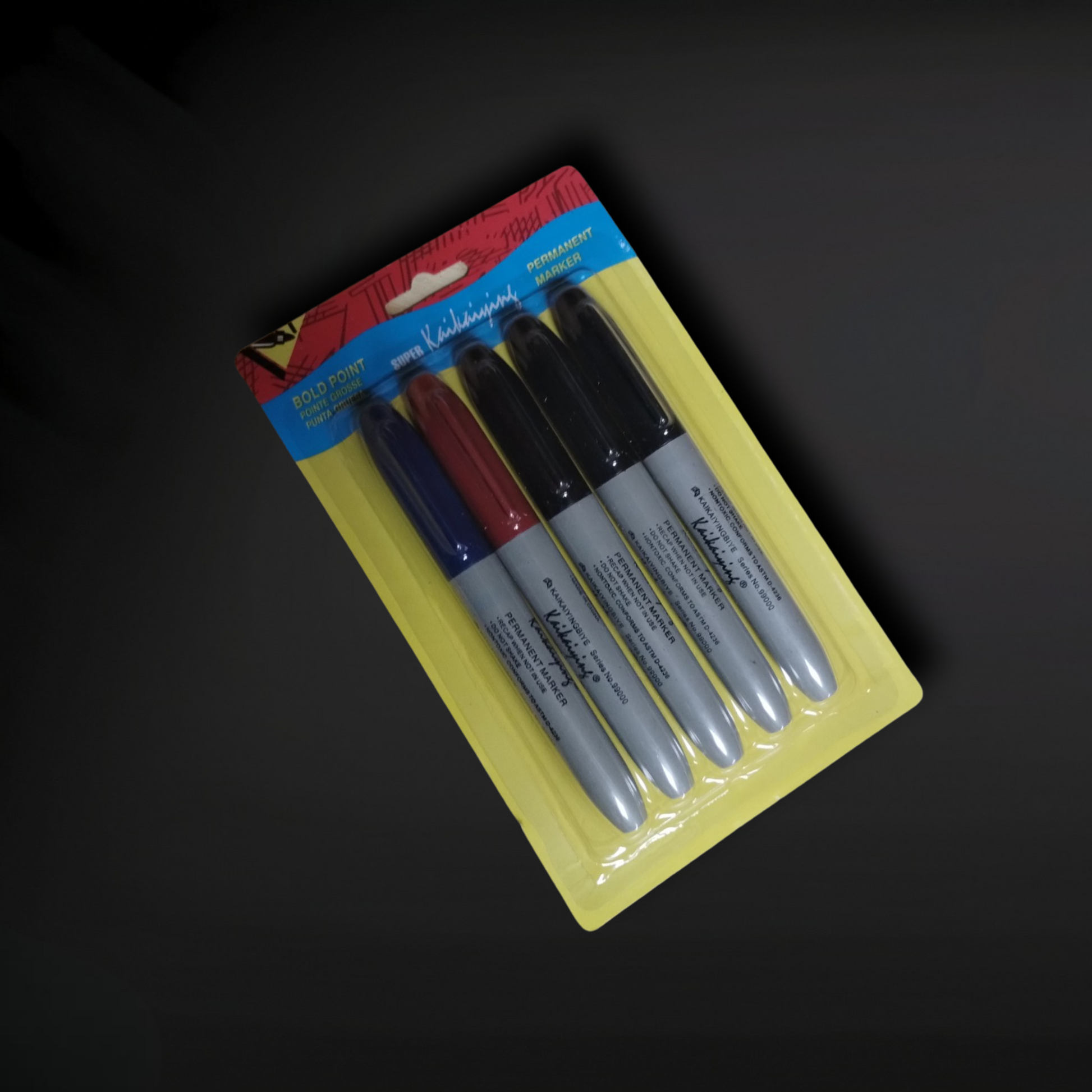 5-Piece Permanent Marker Set (Black, Blue, Red) - Zack Wholesale