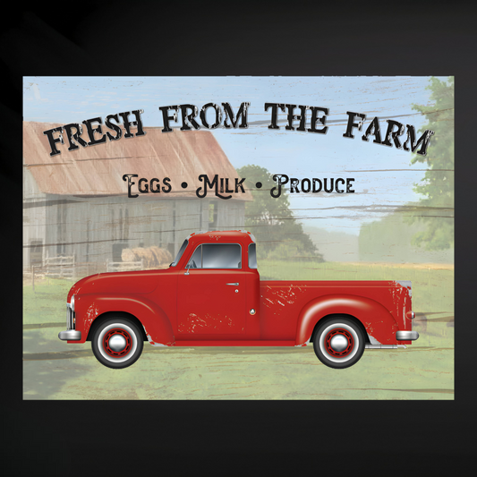 Cutting Board - Red Pickup "Fresh from the Farm" - Zack Wholesale