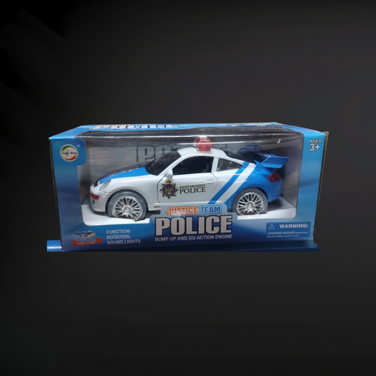 Bump Up Police Car Toy Model - Lights, Movement, and Sound - Zack Wholesale