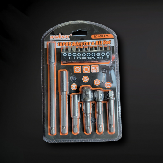 16-Piece Adapter and Bit Set - Zack Wholesale