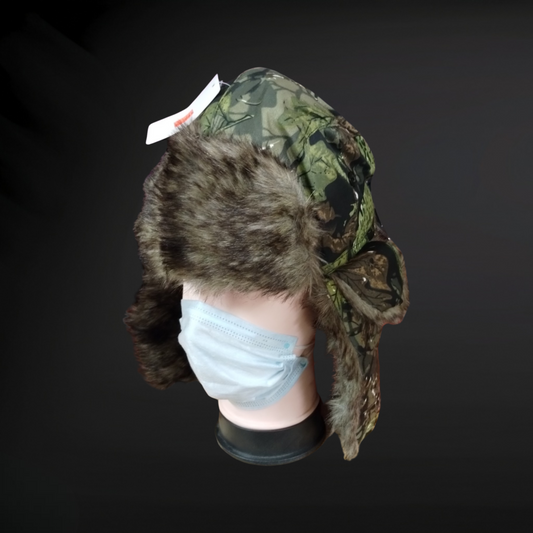 Camo Winter Bomber Cap Hat Beanie with Fur Lining | Stay Warm and Stylish
