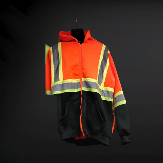 High-Visibility Construction Hoodie with Reflective Strips | Safety-Enhanced Workwear