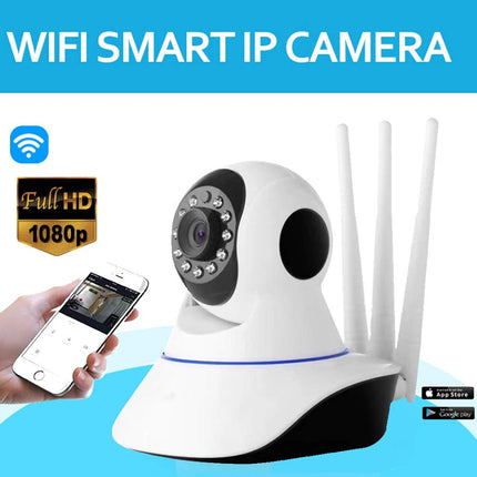 1080P Wireless WiFi Security Camera with Night Vision – 360° Indoor IP Surveillance Cam with Motion Detection, Audio, and 5 Antennas for Strong Signal