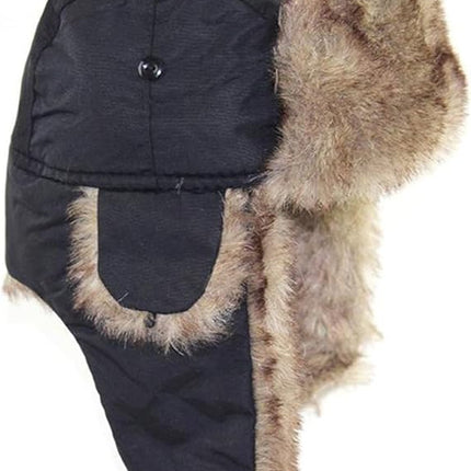 Men’s Winter Trapper Hat with Faux Fur Lining – Windproof Bomber Hat for Cold Weather