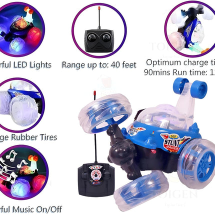 360° RC Stunt Car for Kids – Remote Control Tumbling Vehicle with Lights & Music