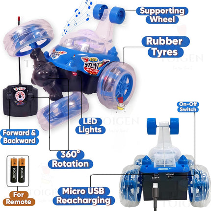 360° RC Stunt Car for Kids – Remote Control Tumbling Vehicle with Lights & Music