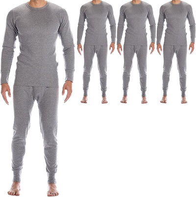 Men’s 2-Piece Thermal Underwear Set – Cotton Waffle Top & Bottom for Cold Weather