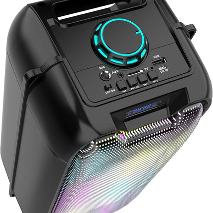 Portable Bluetooth Karaoke Speaker with Microphone & Remote – Heavy Bass, Colorful LED Lights, Wireless Party Sound System