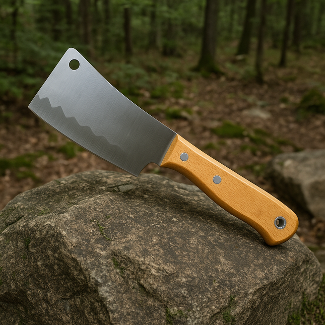 7-Inch Heavy Duty Meat Cleaver with Wooden Handle – Butcher Knife for Bone Cutting and Meat Processing – Professional Grade Blade