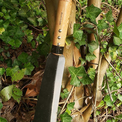 Curved Blade Brush Clearing Machete – Handheld Sickle Knife with Wooden Handle for Agriculture, Gardening, and Weed Removal