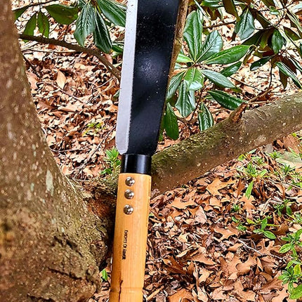 Curved Blade Brush Clearing Machete – Handheld Sickle Knife with Wooden Handle for Agriculture, Gardening, and Weed Removal