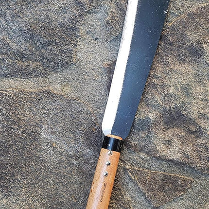 Curved Blade Brush Clearing Machete – Handheld Sickle Knife with Wooden Handle for Agriculture, Gardening, and Weed Removal