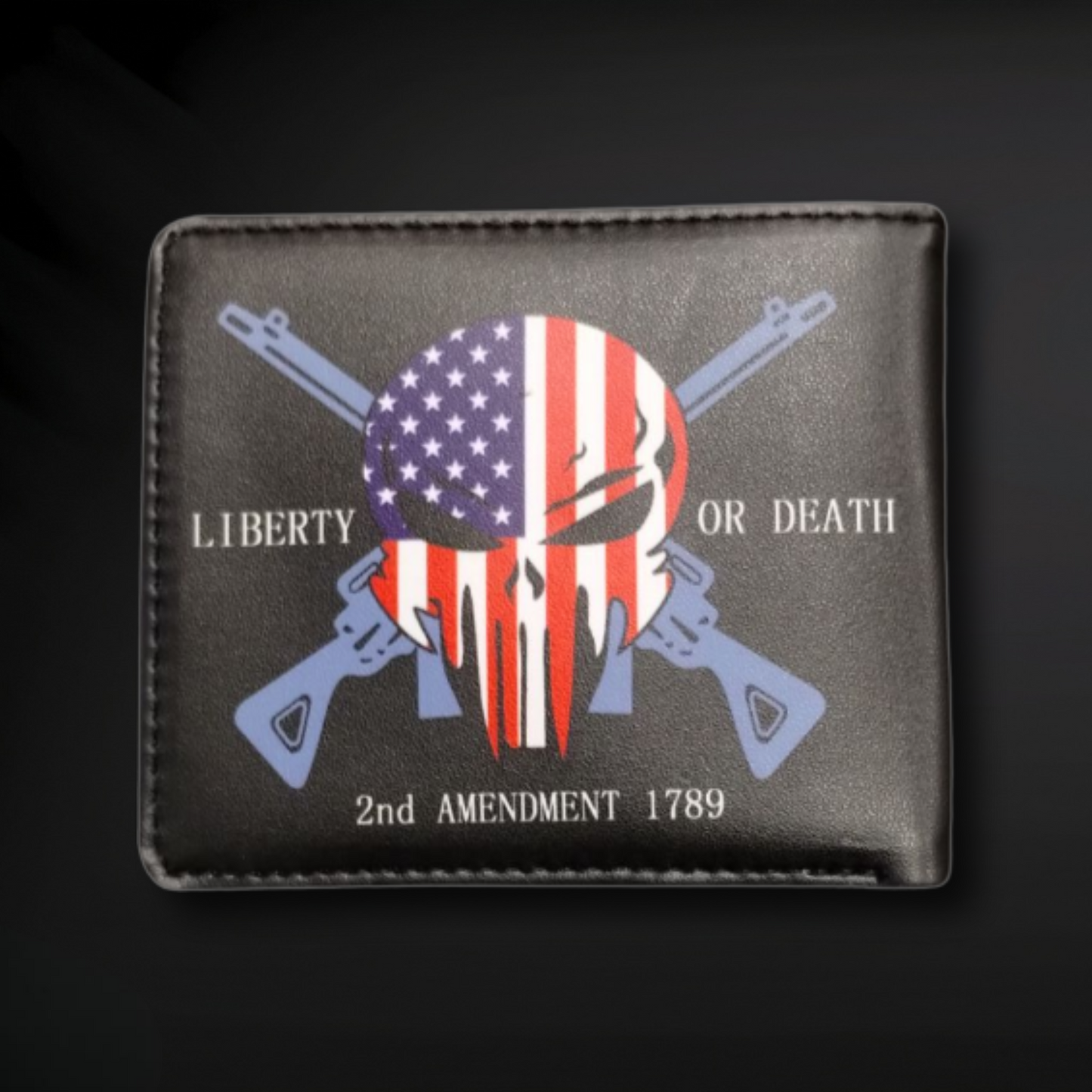 "Liberty or Death" Second Amendment Wallet with American Flag Skull Zack Wholesale