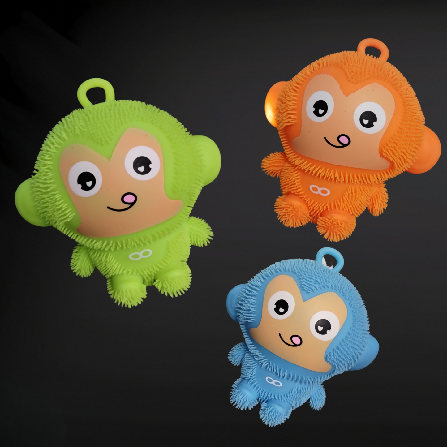 Light Up Puffer Monkey Toy Squishy Squeezey Sensory Squeeze Air Filled Balls - Assorted Colors Zack Wholesale