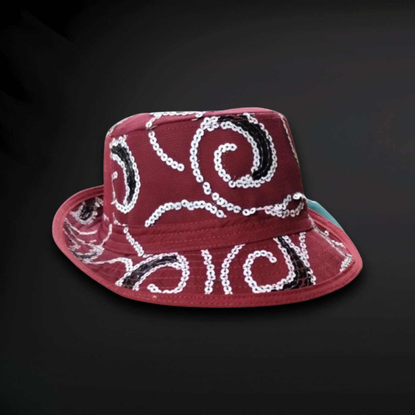 Red Fedora with Black and White Pattern Accent Zack Wholesale