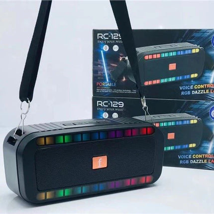 Portable RGB Bluetooth Speaker with Shoulder Strap – Wireless Boombox with LED Lights
