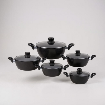 HotChef 10-Piece Non-Stick Granite Coated Cookware Set – Eco-Friendly Casserole Pots with Lids