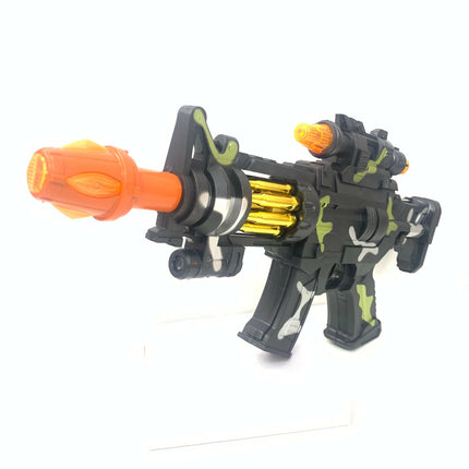 Battery Operated Camouflage Toy Machine Gun with Flashing Lights and Sound