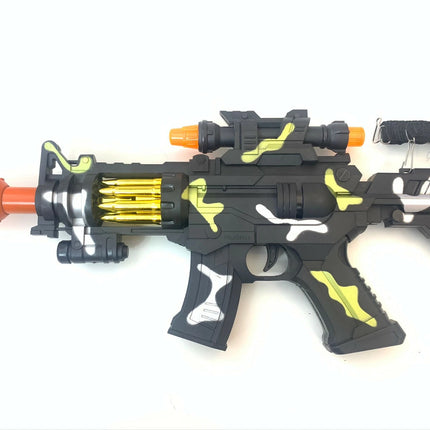 Battery Operated Camouflage Toy Machine Gun with Flashing Lights and Sound