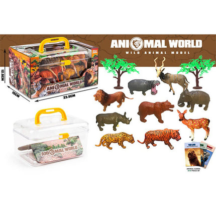 Animal Figurine Toy Set in Carry Box – Choose Marine Life or Wild Safari Animals